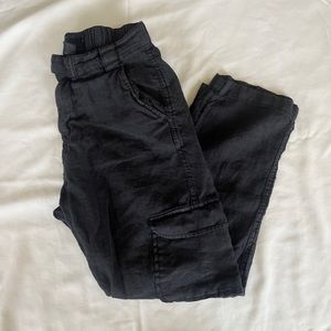 Charcoal Cargo Linen Pants Size S